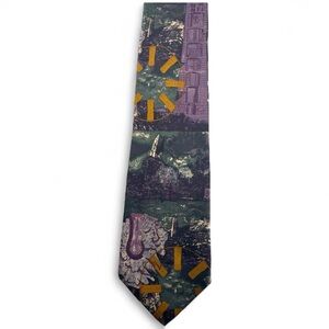 Stylish Purple and Green Tie with Gold Accents
